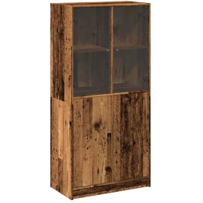 Image of vidaXL Highboard with Doors Old Wood 68x37x142 cm Engineered