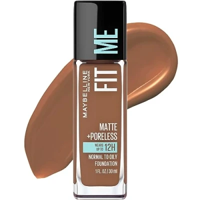 Image of MAYBELLINE Fit Me Matte + Poreless Liquid Foundation Makeup, Truffle Shade 1 fl. oz. (30 ml)