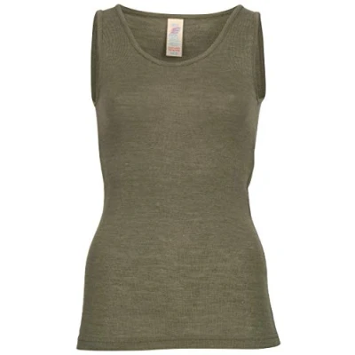Image of Engel WOOL SILK LADIES TOP 3 COLOURS 8 20, olive, 12 UK/14 UK
