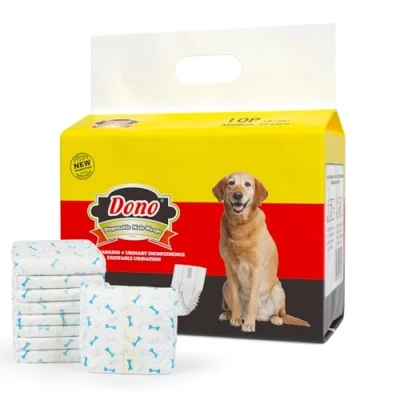 Image of Dono Dog Nappies Male,Male Wraps with Wetness Indicator,Disposable Belly Bands for Puppies,Super Absorbent&amp;Leak proof,Puppy Incontinence,Marking Issues,Traveling (M, 10 Count)