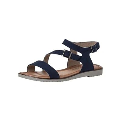 Image of Jana Women&#039;s 8 28177 20 Multi Width Comfortable Flat Classic Everyday Shoes Business Sandal, Navy, 7.5 UK