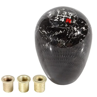 Image of muge racing Gear Shift Knob Carbon Fiber 5 Speed Shifter Universal for Most Cars with 3 Adapters(8mm/10mm/12mm)
