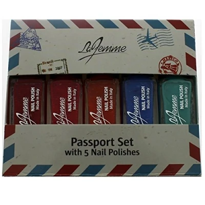 Image of La Femme Mini Nail Polish Gift Set Passport With 5 Polishes
