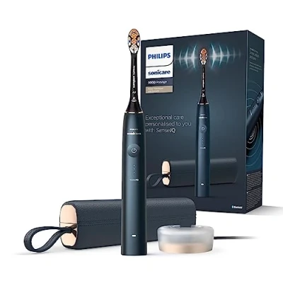 Image of Philips Sonicare DiamondClean Prestige 9900 Sonic Electric Toothbrush with 1x A3 Premium All in One Brush Head and Charging Case Midnight Blue (Model HX9992/12)