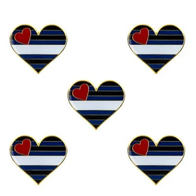 Image of Pack 5 Leather Pride Heart Shape Lapel Pin Brooches Pins Flag badge Brooch Badges