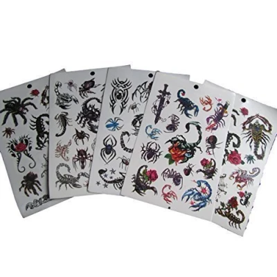 Image of Fat catz copy 5 Sheets (50+ tattoos) Black Arty Boys, Mens Scorpion, Spider Temporary Tattoo Parties Gift Bags