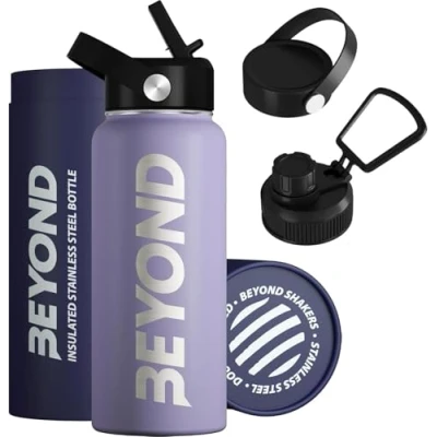 Image of Beyond Premium Vacuum Insulated Stainless Steel Double Walled Water Bottle 1000ml Wide Mouth Sports Drink Flask BPA Free (Lilac)