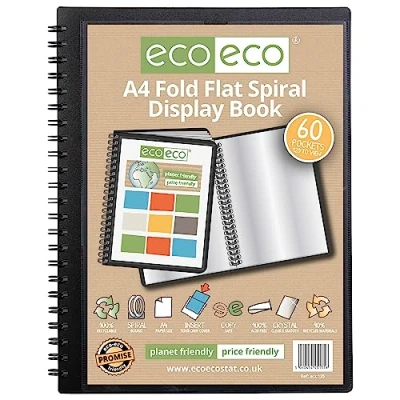Image of eco A4 50% Recycled 60 Pocket Fold Flat Spiral Bound Display Book, eco135