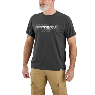 Image of Carhartt Mens Force Short Sleeve Logo Graphic T Shirt Carbon Heather