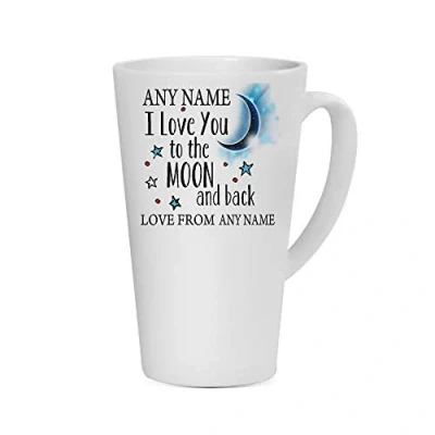 Image of Personalised Any Name I Love You to The Moon &amp; Back Coffee Tea Cocoa Soup Daily use Mug Valentine&#039;s Day Birthday Party gage Keepsake Unique Ceramic Cup Mug. (17 oz Latte Mug)