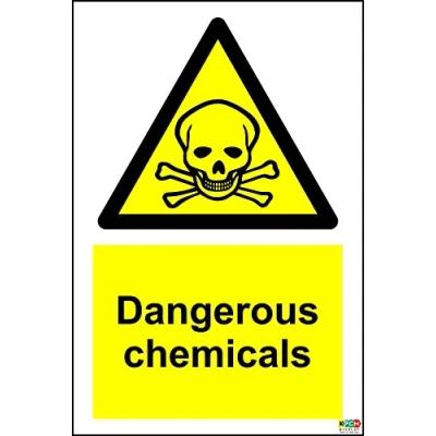 Image of Warning Dangerous Chemicals Safety Signs Self Adhesive Sticker 300mm x 200mm