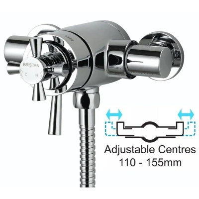 Image of Bristan RO2 SHXAR C Rio Thermostatic Surface Mounted Shower Valve with Adjustable Riser Chrome