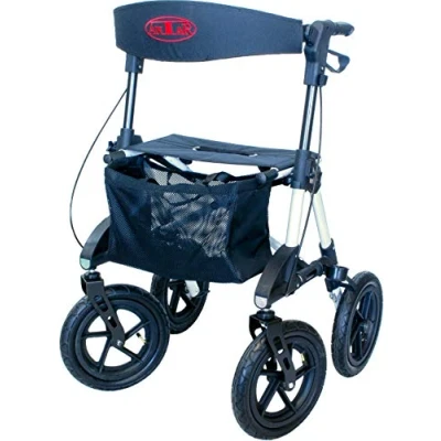 Image of Antar AT51031 Aluminium Outdoor Rollator with Pneumatic Tires for Forest and Field Paths, White