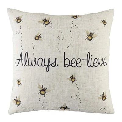 Image of Evans Lichfield Beelieve Watercolour Printed Feather Filled Cushion White One Size