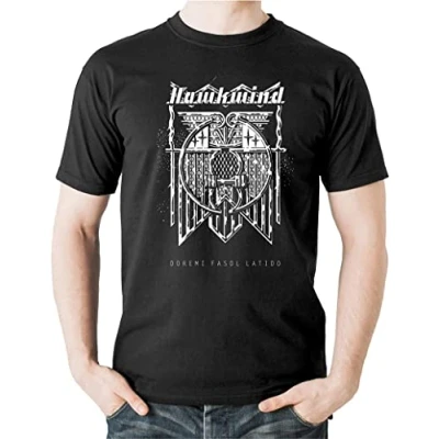 Image of Hawkwind Doremi T Shirt British Tribal Music Men&#039;s Fashion Crew Neck Short Sleeves Cotton Tops Clothing Black L
