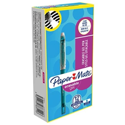 Image of Paper Mate Medium 0.7 mm Tip Erasable Gel Pen Turquoise (Box of 12)