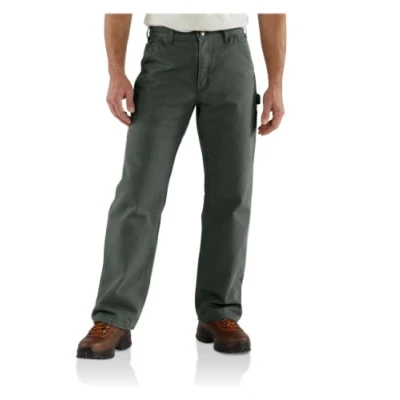 Image of Carhartt Men&#039;s Washed Duck Dungaree Flannel Lined Work Pant Moss 34W x 34L