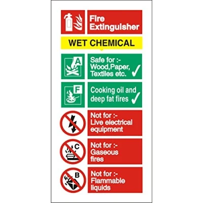 Image of Seco Wet Chemical Fire Extinguisher Sign, 100mm x 200mm 2mm Prestige Acrylic