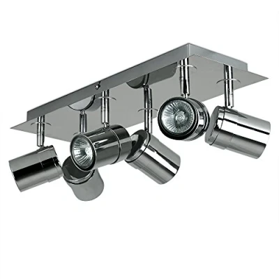 Image of MiniSun Modern Rectangular 6 Way Adjustable Ceiling Spotlight in a Silver Chrome Finish Complete Branded 5w LED Bulbs [3000K Warm White]