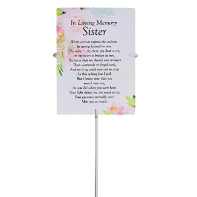 Image of in Loving Memory Sister Waterproof Graveside Memorial Card and Weatherproof 30cm Holder