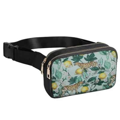 Image of Geestock Bumbag for Ladies Belt Bags Women, Bum Bag Fanny Pack Women Black Fashion Waist Hiking Running Shopping Festivals Walking Travel Cycling (01 Lemon Leopard)