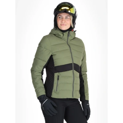 Image of Dare 2b Stylish Women&#039;s Green and Black Colourblock Glacial Ski Jacket, Size: 20