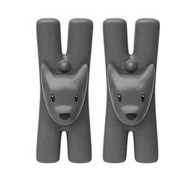 Image of Alessi Giampo MMI32D B Set of 2 Magnetic Design Kitchen Clothespins, Thermoplastic Resin, Black