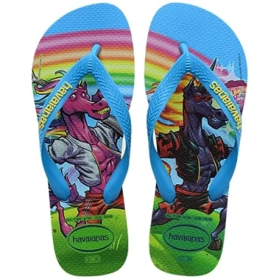 Image of Havaianas Fortnite Unisex Adult Flip Flops Color: Blue Size: 1/2 UK