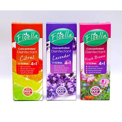 Image of Floella Assortment150ml Concentrated Antibacterial Disinfectant Citrus,Fresh Breeze,Lavender 4 in 1 Make 30 LTR Kill 99.9% Bacteria,Eliminates Odours,Lasting Freshness,Cleans &amp; Shines