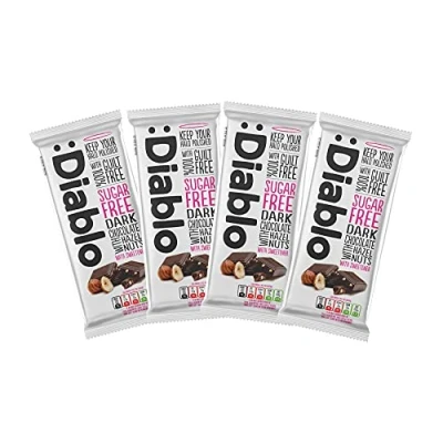 Image of Diablo Dark Chocolate with Hazelnuts Sweetened Maltitol Sugar Free Perfect for Gifting 85g (Pack of 4)