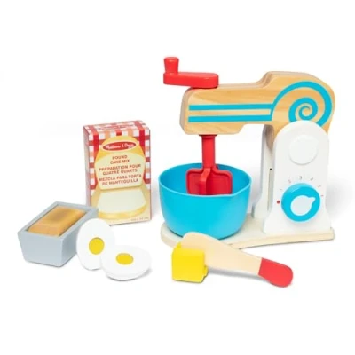 Image of Melissa &amp; Doug Wooden Make a Cake Mixer Set Pretend Play Food 3+ Gift for Boy or Girl