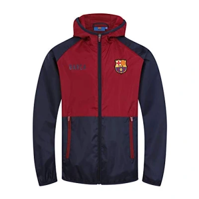 Image of FC Barcelona Official Gift Boys Shower Jacket Windbreaker Navy Red 12 13 Years