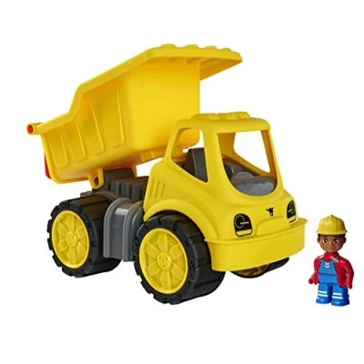 Image of Big Spielwarenfabrik 800054836 Power Worker Dumper + Figure, Yellow