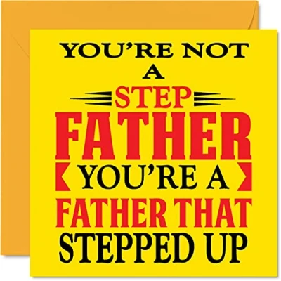 Image of Heartfelt Birthday Cards for Step Dad Stepped Up Cute Happy Card from Daughter Son, Father Gifts, 145mm x Father&#039;s Day Greeting Gift Daddy Papa