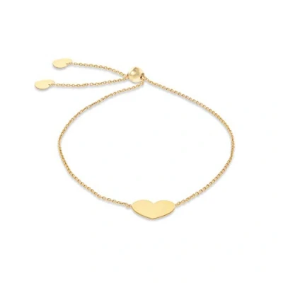Image of Carissima Gold Women&#039;s 9ct Yellow 10mm X 7.8mm Heart Trace Chain Adjustable Slider Bracelet 20cm/8&quot;