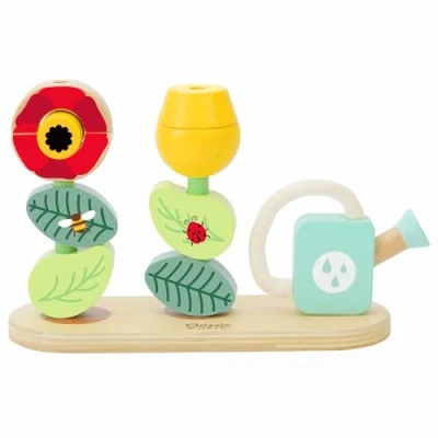 Image of Classic World Stacking Rings Flower Garden Montessori Toy Developmental, Color Perception, and Sensory Building Toys Early Activity Suitable for 10 Months +