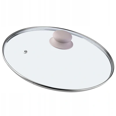 Image of KADAX Glass Lid with Silicone Handle, Heat Resistant for Pots and Saucepans, Durable Steam Vent, Transparent Cooking (Beige, 30 cm)