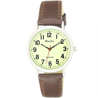 Image of Ravel Glow in The Dark Luminous Dial Watch Brown