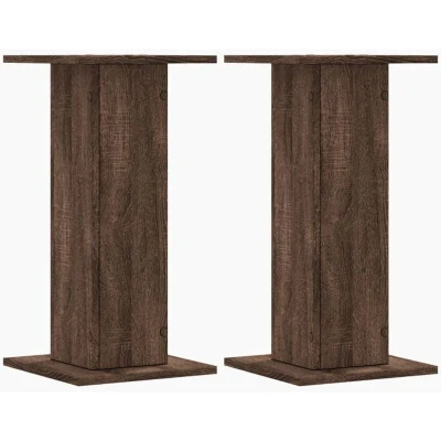Image of vidaXL Plant Stands 2 pcs Brown Oak 30x30x60 cm Engineered Wood