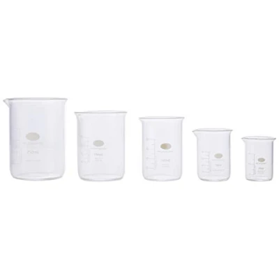 Image of Glass Measuring Beaker Set Low Form Beakers, Cups, Borosiliate Beakers