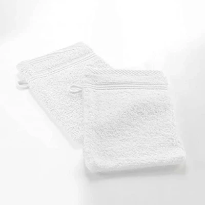 Image of Douceur d&#039;Intérieur, Tendresse 2 Wash Mitts 15 x 21 cm White Sponge Plain
