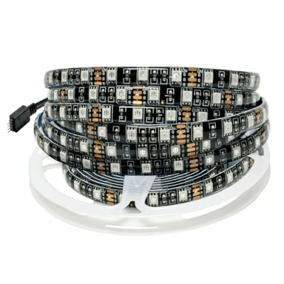 Image of Tesfish 12V RGB LED Strip Lights, 5M Light Black PCB Board 5050 IP65 Waterproof 300 LEDs Color Changing Rope Lights for Bedroom, Kitchen Decoration
