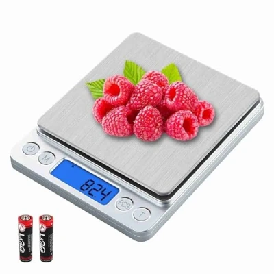 Image of UNIWEIGH Digital Kitchen Scale,3kg/0.1g Pocket Food Scale Measure in Grams and oz for Loss Weight,Cooking Baking,Jewelry,High Precision Gram with 6 Units,Small Coffee 2 Trays,LCD,Tare