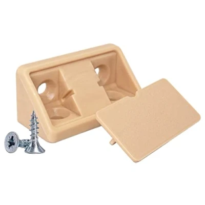Image of SKIR&#039;CO (20 pcs) Beige Shelf Brackets 44 x 20 mm, 90 Degree Furniture Corner Brace, Plastic Right Angle Joint, Screws Included (20, Beige)
