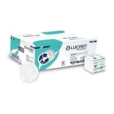 Image of Lucart Professional, AquaStream 210 High Fade Pure Cellulose Interleaved Toilet Paper Ideal for Public Bathrooms and Offices, 9.5 x 11 cm, 40 Packs