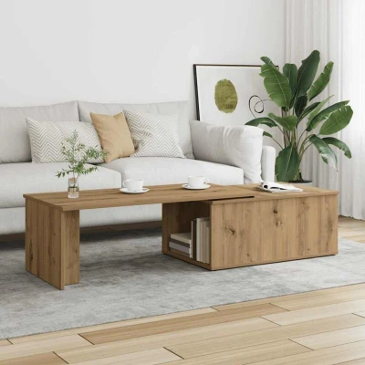 Image of vidaXL coffee table artisan oak engineered wood rectangular 150x50x35 cm modern living room lounge furniture with storage