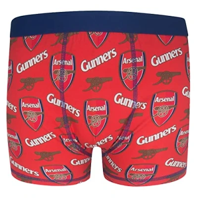 Image of Arsenal FC Official Gift 1 Pack Boys Multi Crest Boxer Shorts Red 7 8 Years