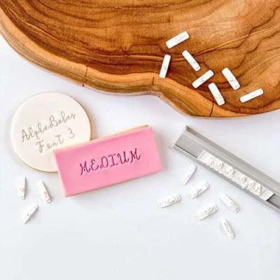 Image of LissieLou AlphaBakes Font 3 Medium Stamp Tiles Letters on a Bar Uppercase