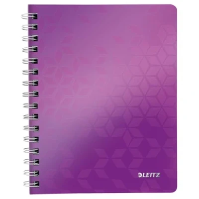 Image of Leitz A5 Flexible Cover Notebook, Purple (Wire Bound, 80 Sheets, Squared Paper, 90 gsm Ivory Wow Range), Pack of 1
