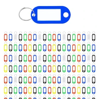 Image of Westcott Key Tags 200 Pieces Pack of Robust for Labelling Keys with Exchangeable Labels Metal Ring and in six Colours E 10656 00